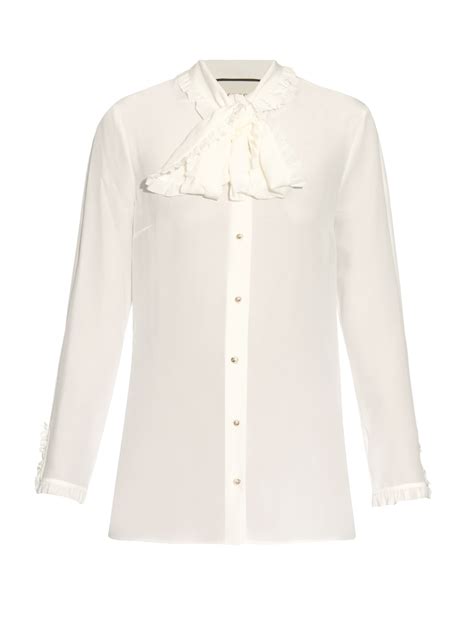 gucci white ruffle blouse vintage runway look